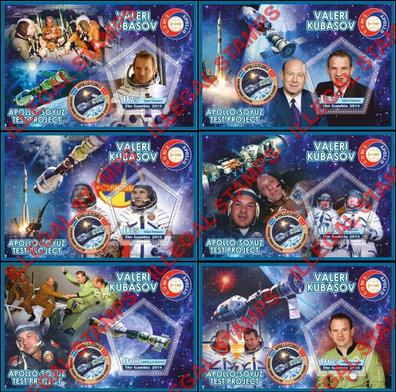 Gambia 2018 Apollo Soyuz Valeri Kubasov Illegal Stamp Souvenir Sheets of 1