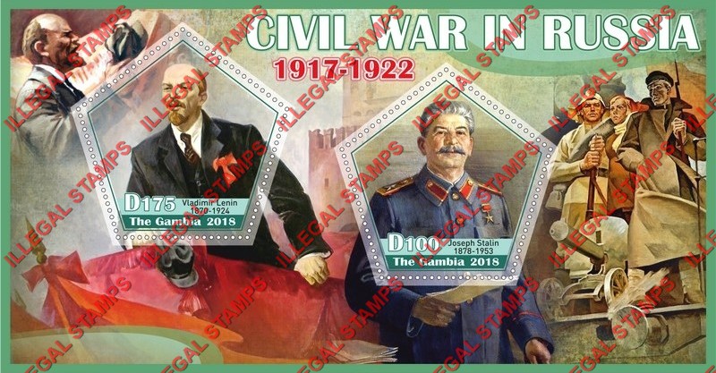 Gambia 2018 Civil War in Russia Illegal Stamp Souvenir Sheet of 2