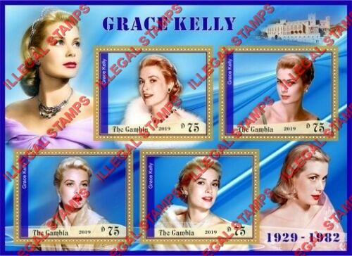 Gambia 2019 Grace Kelly Illegal Stamp Souvenir Sheet of 4