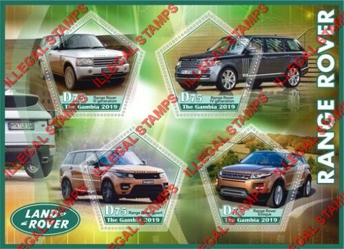 Gambia 2019 Land Rover Illegal Stamp Souvenir Sheet of 4