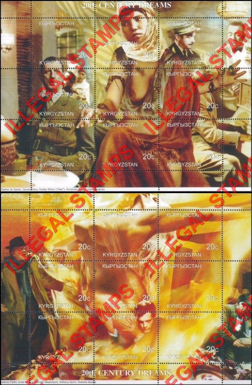 Kyrgyzstan 1999 20th Century Dreams Illegal Stamp Sheetlets of Nine (Part 1)