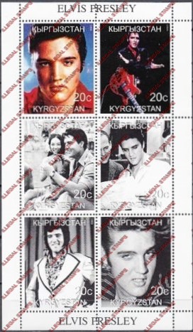 Kyrgyzstan 1999 Elvis Presley Illegal Stamp Sheetlet of Six