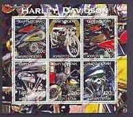 Kyrgyzstan 2001 Harley Davidson Motorcycles Illegal Stamp Sheetlet of Six