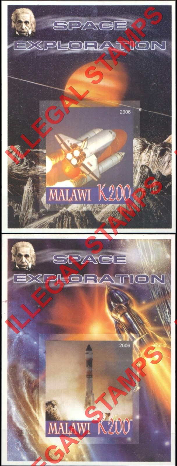 Malawi 2006 Space Exploration Illegal Stamp Souvenir Sheets of 1