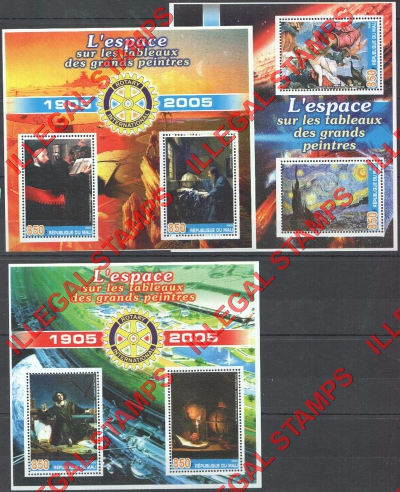 Mali 2005 Space Paintings Illegal Stamp Souvenir Sheets of 2