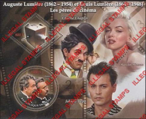 Mali 2010 Cinema Charlie Chaplin Marilyn Monroe Johnny Depp Illegal Stamp Souvenir Sheet of 2