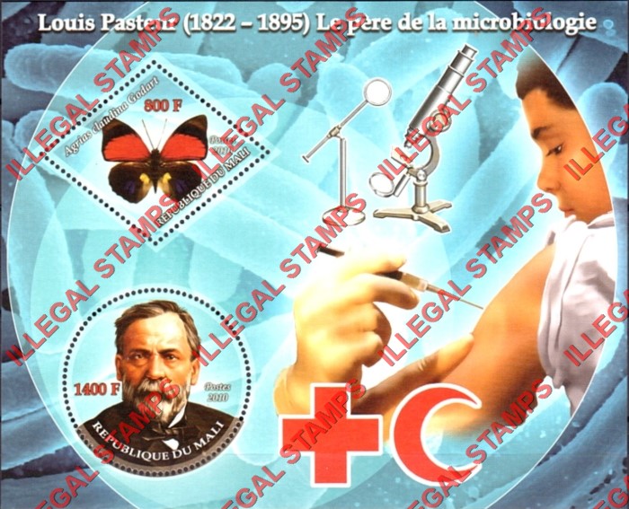 Mali 2010 Microbiology Louis Pasteur Illegal Stamp Souvenir Sheet of 2