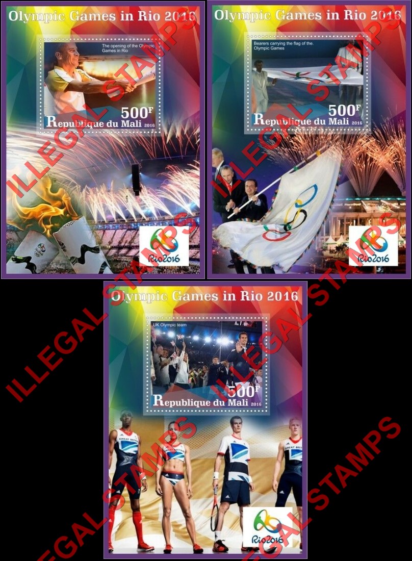Mali 2016 Olympic Games in Rio Illegal Stamp Souvenir Sheets of 1 (Part 2)