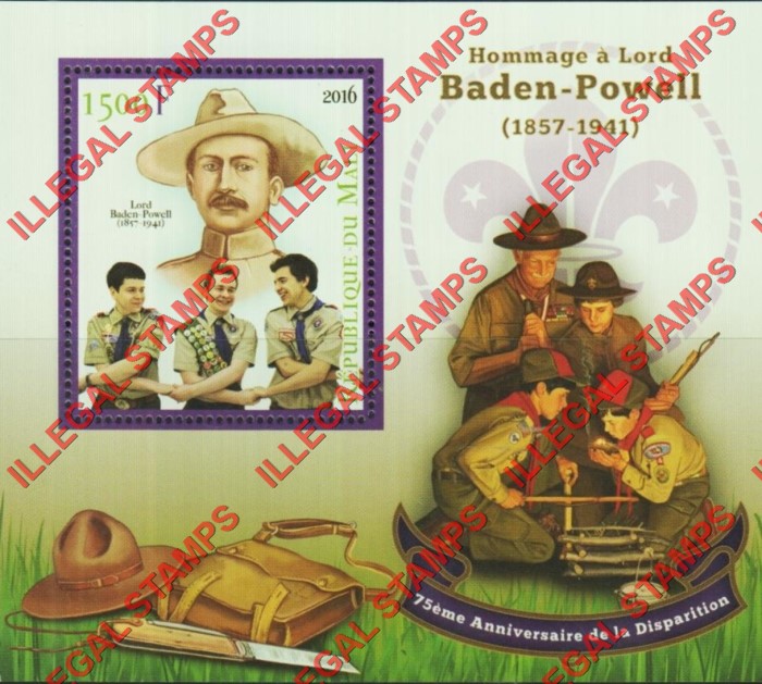 Mali 2016 Scouts Baden Powell Illegal Stamp Souvenir Sheet of 1
