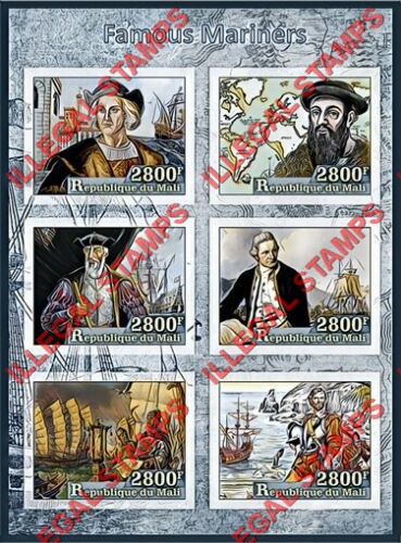 Mali 2017 Famous Mariners Illegal Stamp Souvenir Sheet of 6