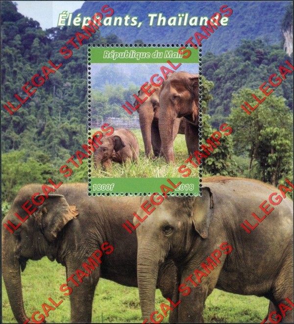 Mali 2018 Elephants of Thailand Illegal Stamp Souvenir Sheet of 1
