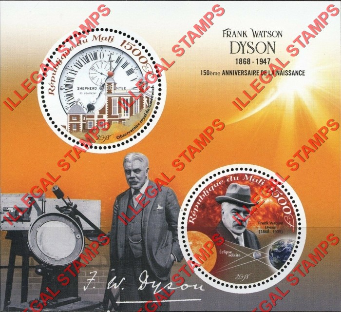 Mali 2018 Frank Watson Dyson Illegal Stamp Souvenir Sheet of 2