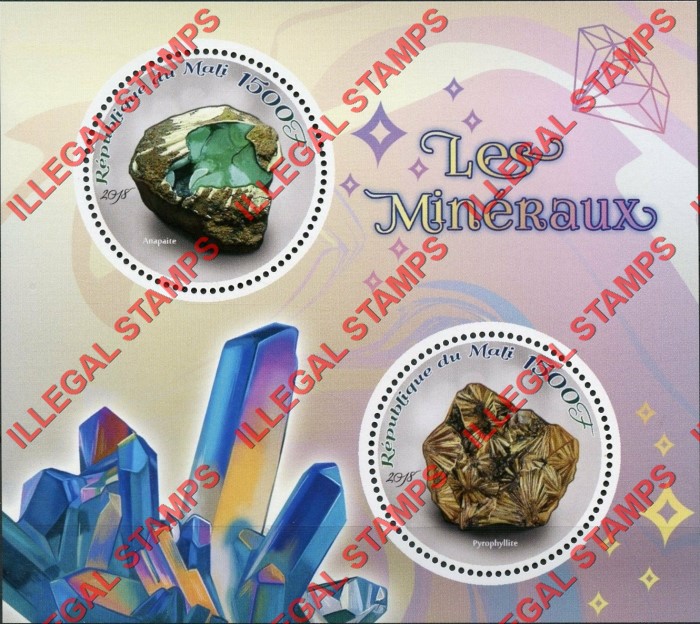 Mali 2018 Minerals Illegal Stamp Souvenir Sheet of 2