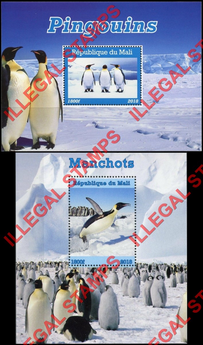 Mali 2018 Penguins Illegal Stamp Souvenir Sheets of 1