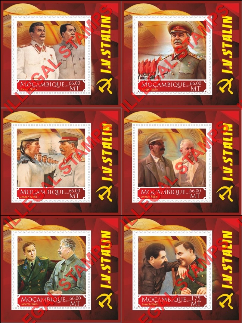  Mozambique 2017 Joseph Stalin Counterfeit Illegal Stamp Souvenir Sheets of 1