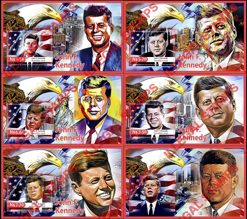 Namibia 2018 John F. Kennedy (different) Illegal Stamp Souvenir Sheets of 1