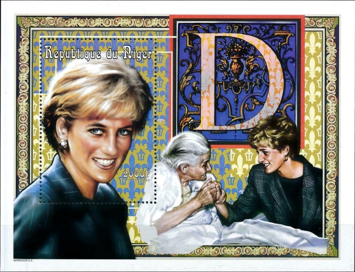 Niger 1997 Princess Diana Hand Drawn Portraits Scott Catalog No. 966A