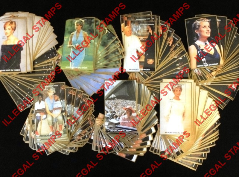 Niger 1997 Princess Diana Performing Humanitarian Deeds and Designer Dresses Souvenir Sheets of 1 Wholesale lot