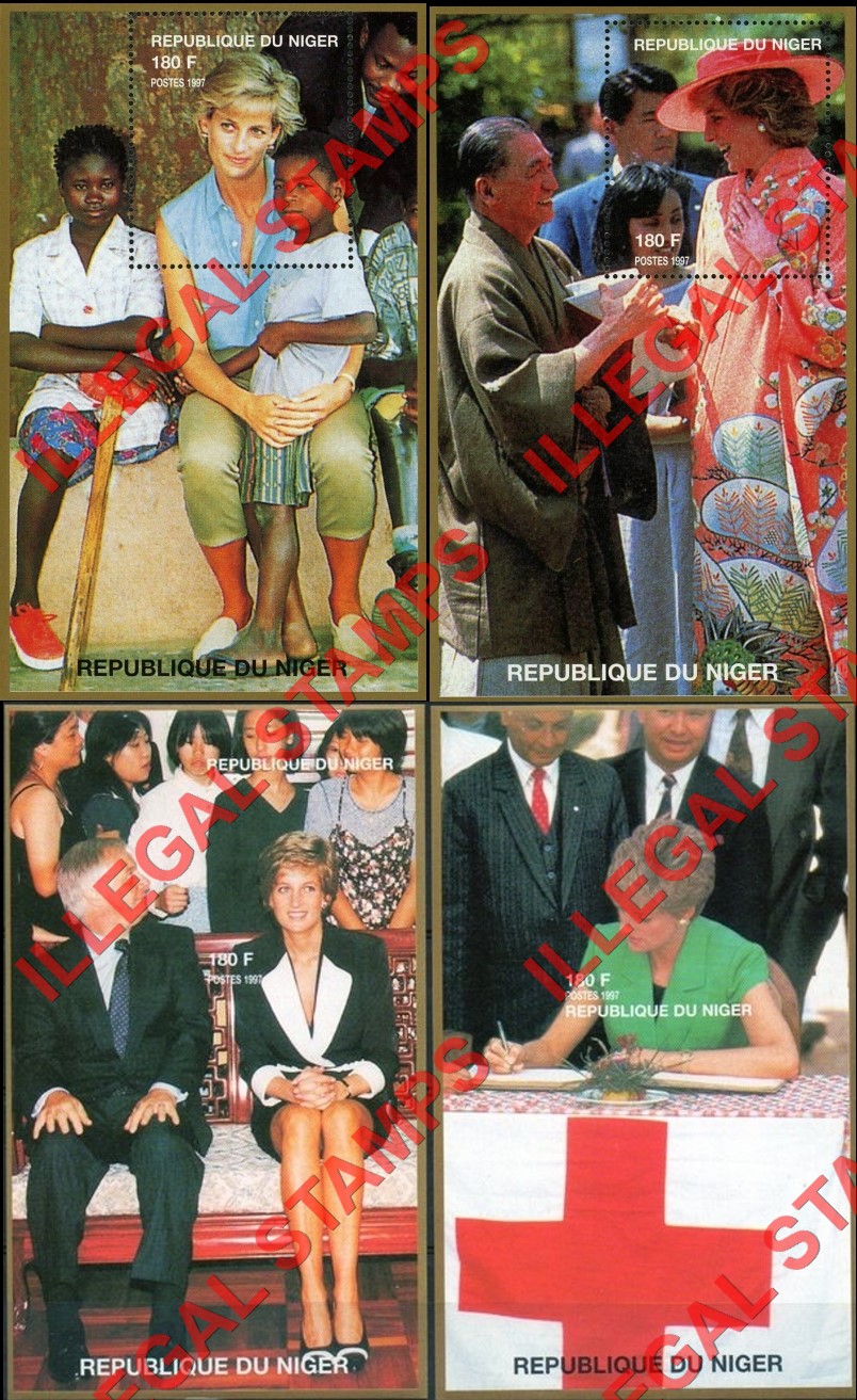 Niger 1997 Princess Diana Performing Humanitarian Deeds, on World Tours and with Various Important People Souvenir Sheets of 1 (Part 1)