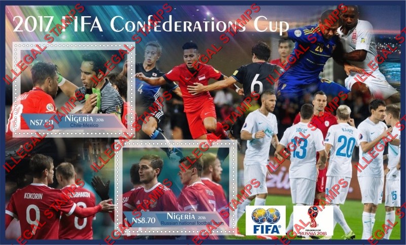 Nigeria 2016 FIFA Confederation Cup in 2017 Soccer Illegal Stamp Souvenir Sheet of 2