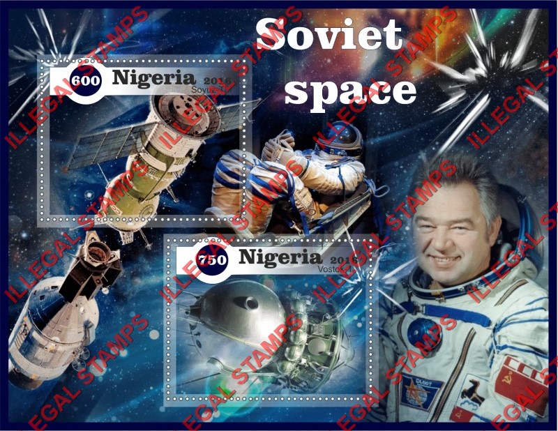 Nigeria 2016 Soviet Space Illegal Stamp Souvenir Sheet of 2
