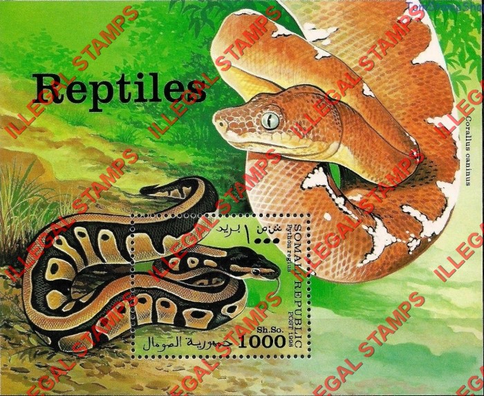 Somalia 1998 Reptiles Illegal Stamp Souvenir Sheet of 1