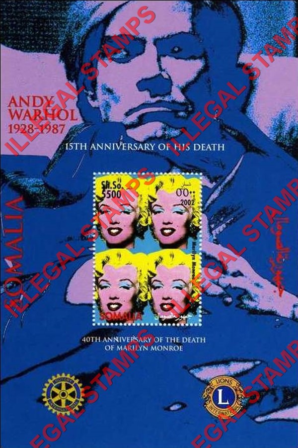 Somalia 2002 Andy Warhol Paintings Marilyn Monroe Illegal Stamp Souvenir Sheet of 1