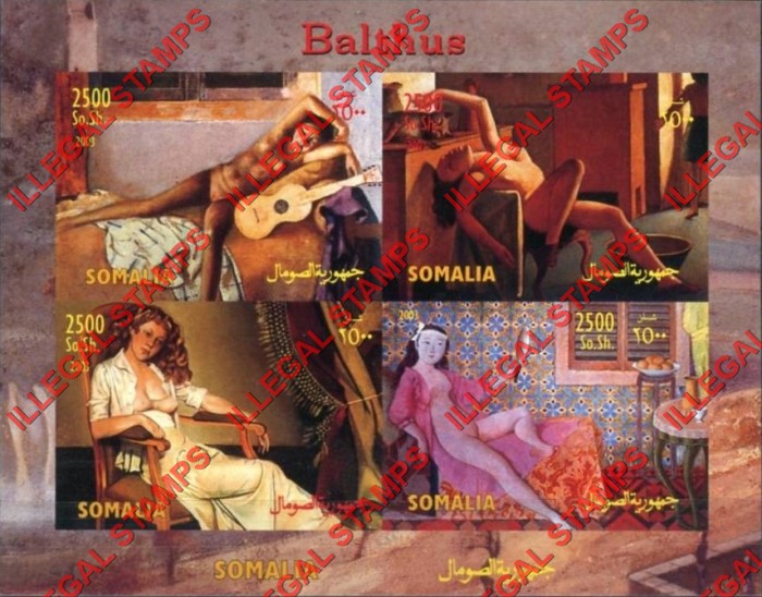 Somalia 2003 Paintings by Balthus Illegal Stamp Souvenir Sheet of 4