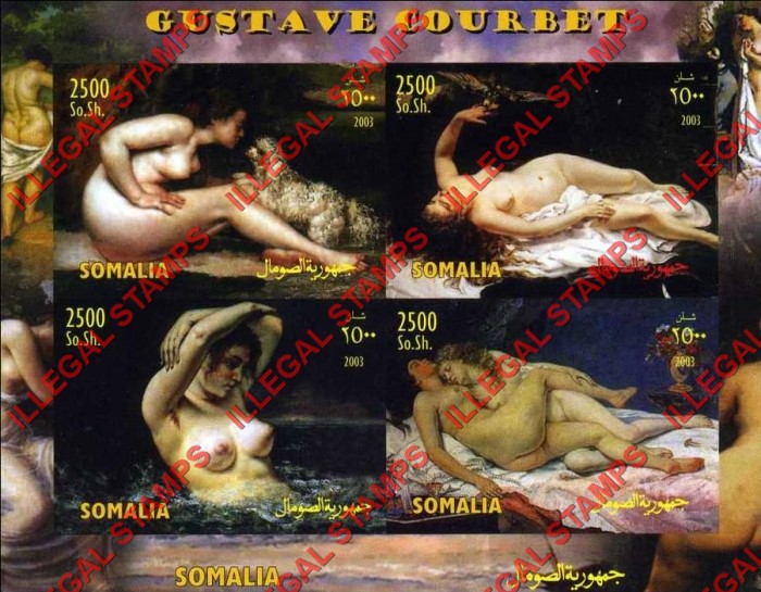 Somalia 2003 Paintings by Gustave Courbet Illegal Stamp Souvenir Sheet of 4