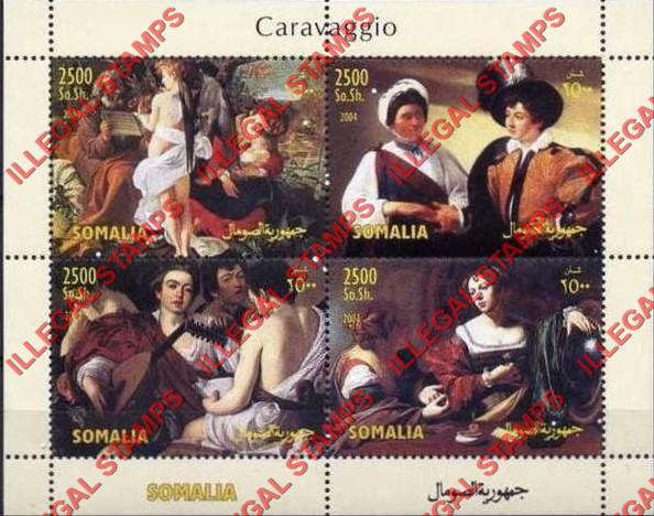 Somalia 2004 Paintings by Caravaggio Illegal Stamp Souvenir Sheet of 4