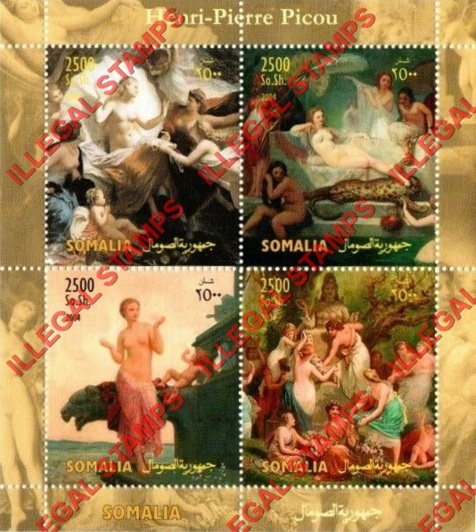 Somalia 2004 Paintings by Henri-Pierre Picou Illegal Stamp Souvenir Sheet of 4