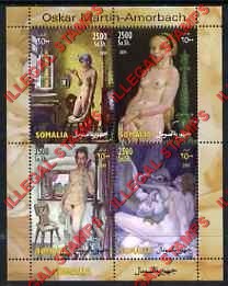 Somalia 2004 Paintings by Oskar Martin Amorbach Illegal Stamp Souvenir Sheet of 4