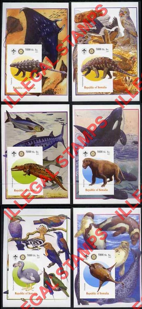 Somalia 2005 Dinosaurs Illegal Stamp Souvenir Sheets of 1 (Part 1)