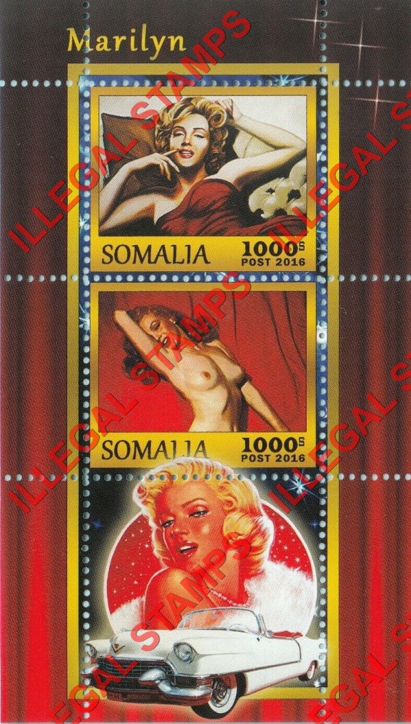 Somalia 2016 Marilyn Monroe Illegal Stamp Souvenir Sheet of 2