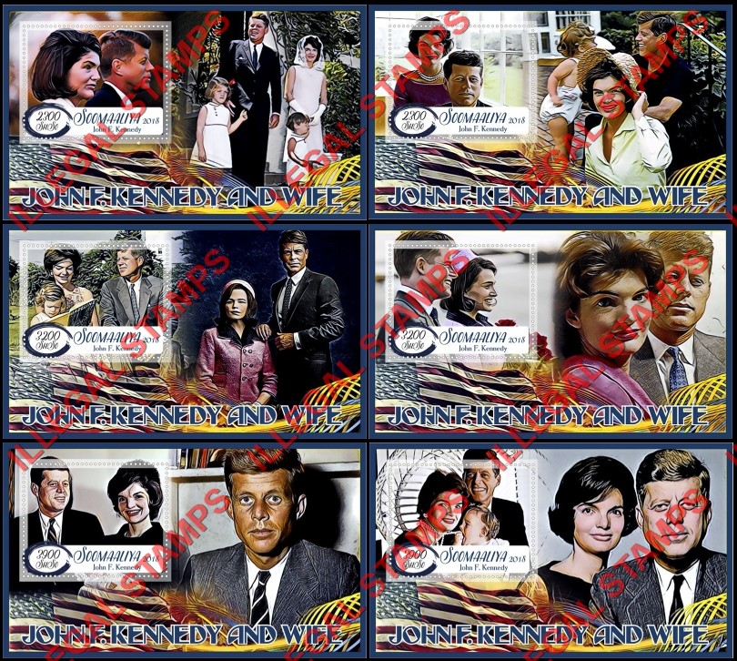 Somalia 2018 John F. Kennedy and Wife Illegal Stamp Souvenir Sheets of 1
