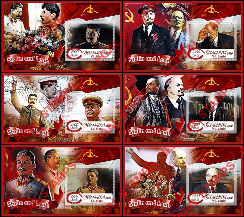 Somalia 2020 Stalin and Lenin Illegal Stamp Souvenir Sheets of 1