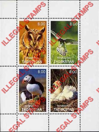 Tajikistan 2000 Birds Illegal Stamp Souvenir Sheet of 1
