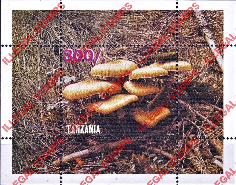 Tanzania 1998 Mushrooms Illegal Stamp Souvenir Sheet of 1