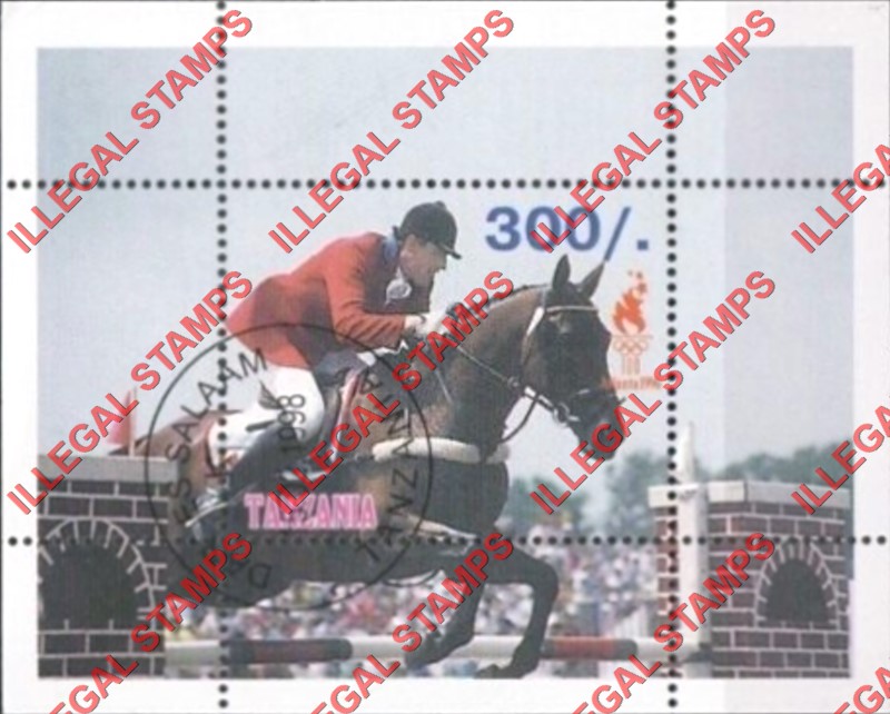 Tanzania 1998 Olympic Games in Atlanta in 1996 Horse Racing Equestrian Illegal Stamp Souvenir Sheet of 1