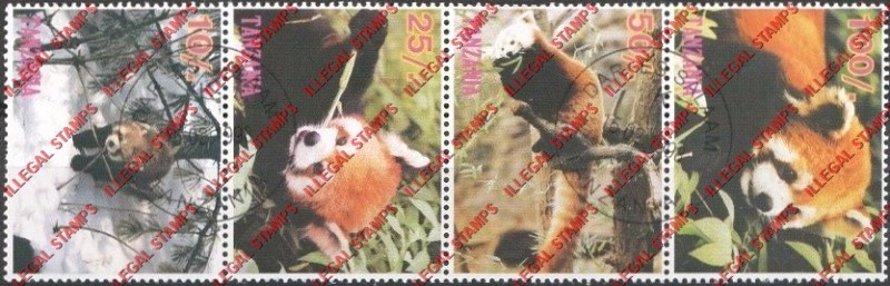 Tanzania 1998 Pandas Illegal Stamp Strip of 4
