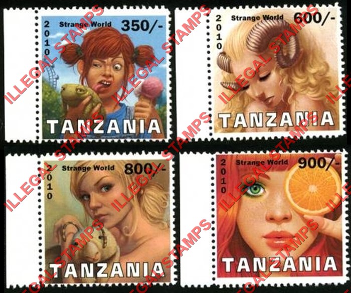 Tanzania 2010 Strange World Illegal Stamp Set of 4