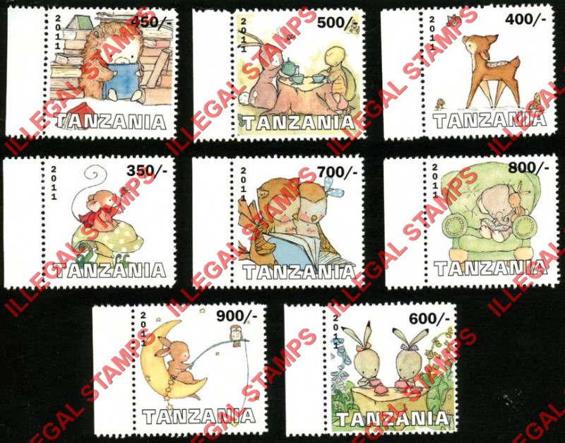 Tanzania 2011 Children's Cartoons Illegal Stamp Set of 8