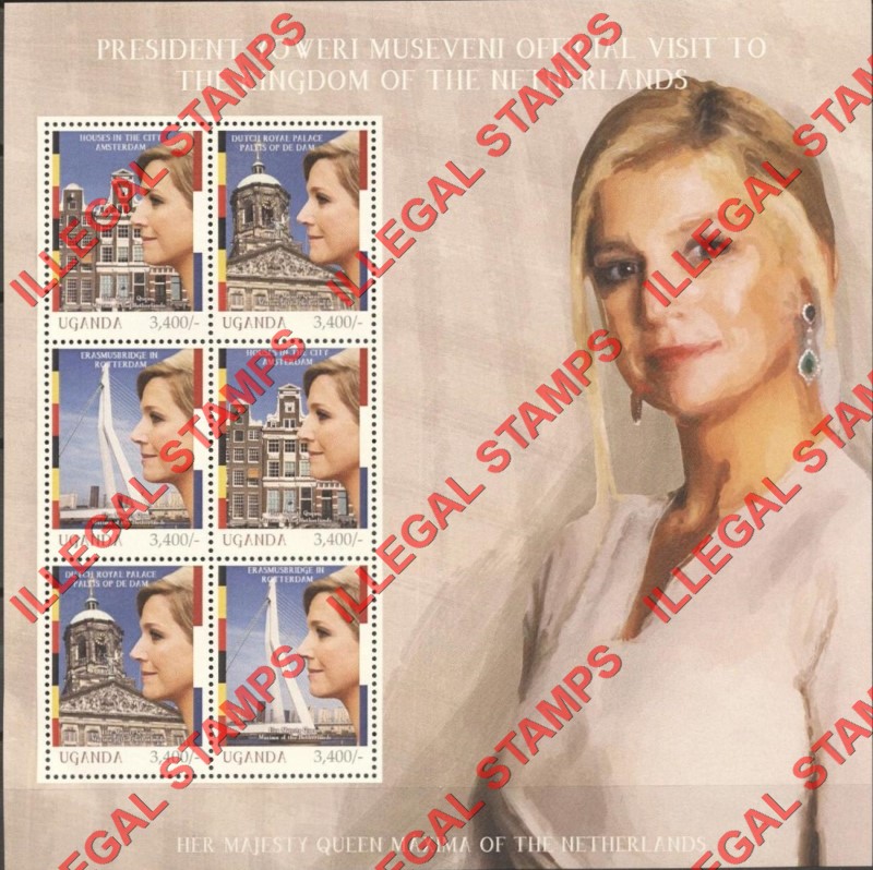Uganda 2012 Queen Maxima of the Netherlands Illegal Stamp Souvenir Sheet of 6