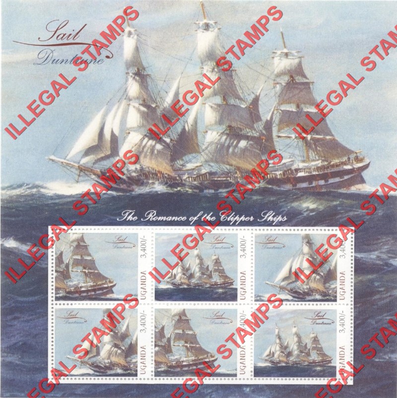 Uganda 2012 Sailing Ships Illegal Stamp Souvenir Sheet of 6 (Sheet 3)