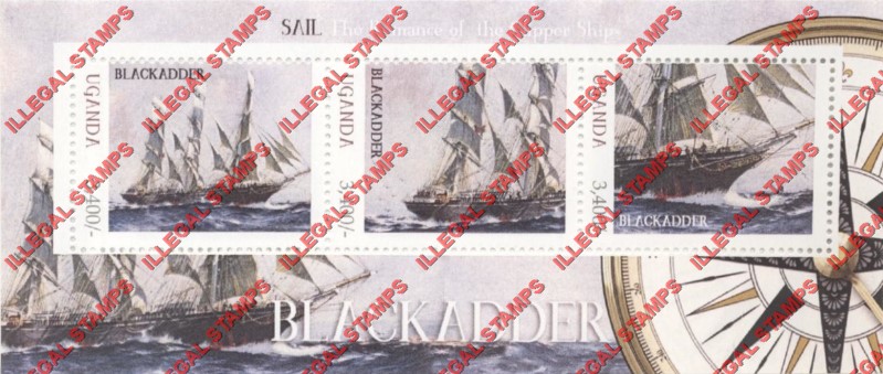 Uganda 2012 Sailing Ships Illegal Stamp Souvenir Sheet of 3 (Sheet 2)