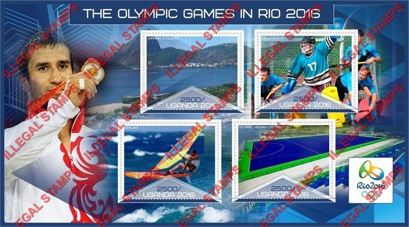 Uganda 2016 Olympic Games in Rio Illegal Stamp Souvenir Sheet of 4