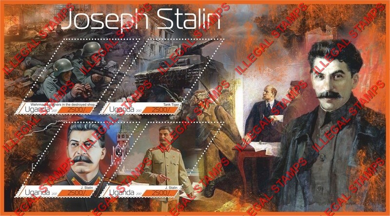 Uganda 2017 Joseph Stalin (different) Illegal Stamp Souvenir Sheet of 4