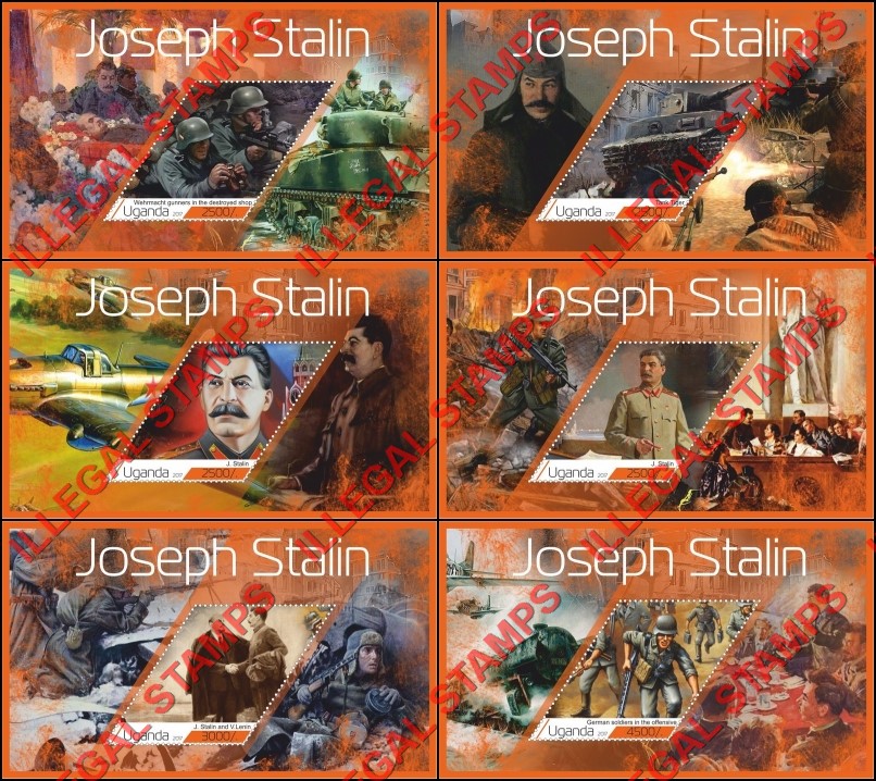 Uganda 2017 Joseph Stalin (different) Illegal Stamp Souvenir Sheets of 1