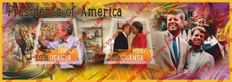 Uganda 2018 Presidents of America Illegal Stamp Souvenir Sheet of 2