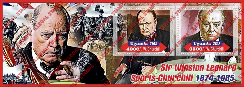 Uganda 2018 Winston Churchill Illegal Stamp Souvenir Sheet of 2